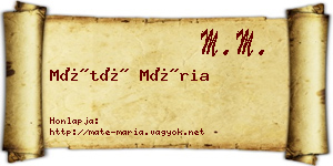 Máté Mária névjegykártya